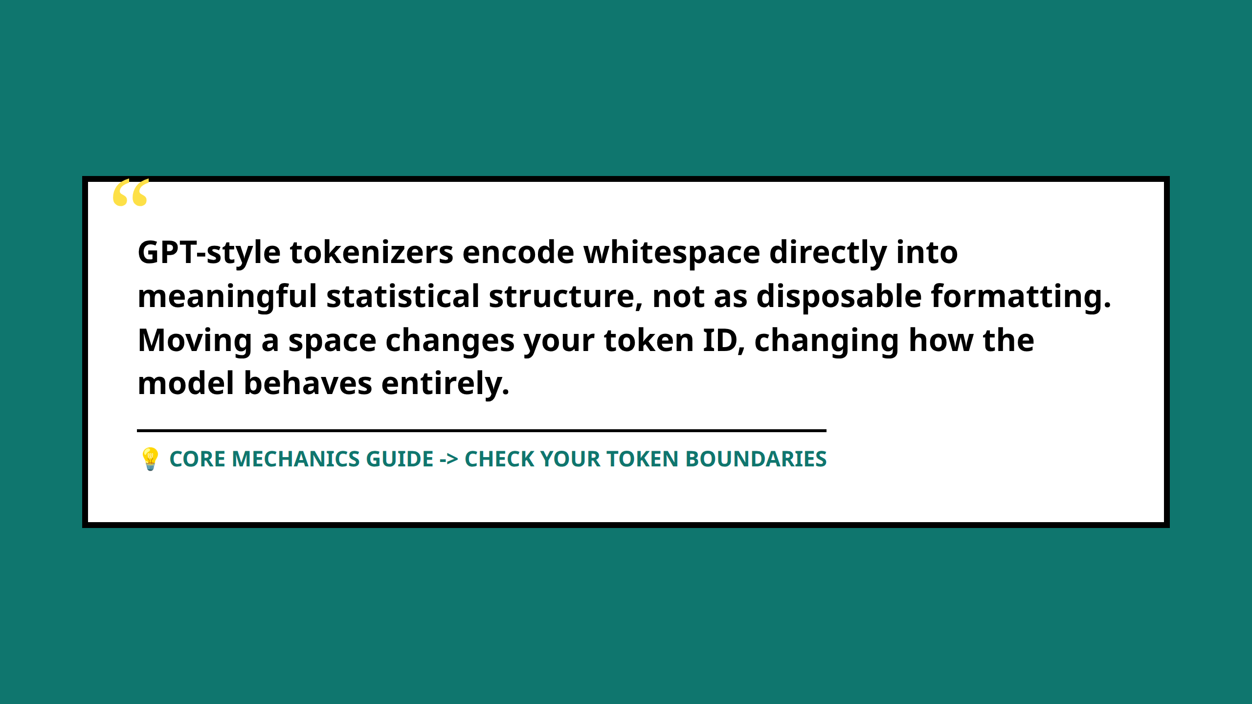Quote block graphic highlighting that tokenizers treat whitespace as structural data